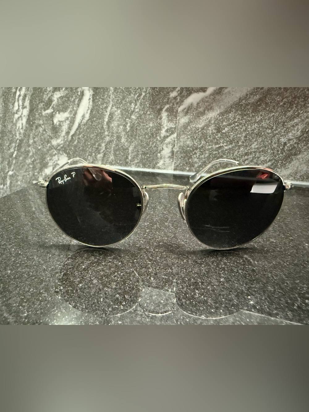 Ray-Ban Silver Frame Sunglasses with Black Lenses